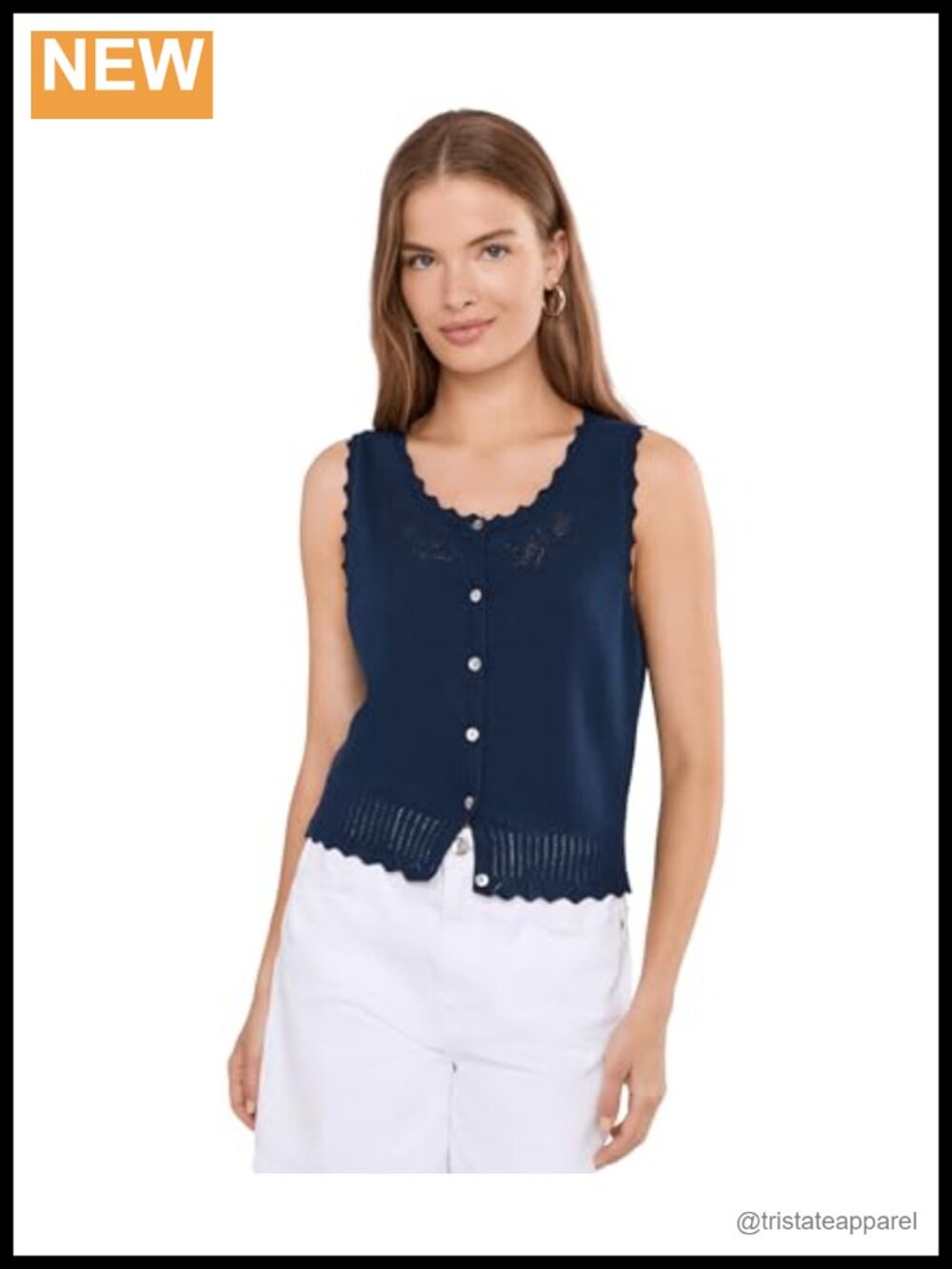 Sleeveless Button Down Tank Scoop Neck Cotton Linen